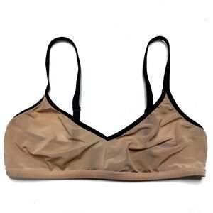 Negative Sieve Non-Wire Bra Nude Buff Black Sheer Mesh Size 0 32B 32A Lingerie